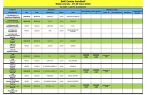 Planning du 19 et 20 mars 2016