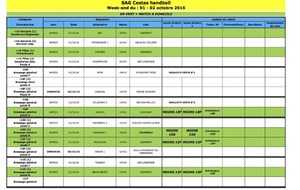 Planning du 01 et 02 octobre 2016