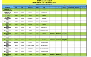 Planning du  week-end du 15 et 16 octobre !