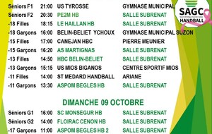 Matchs du weekend du 8 et 9 octobre / annule et remplace