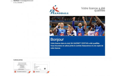 IMPORTANT POUR VOS MATCHS : LICENCE A IMPRIMER