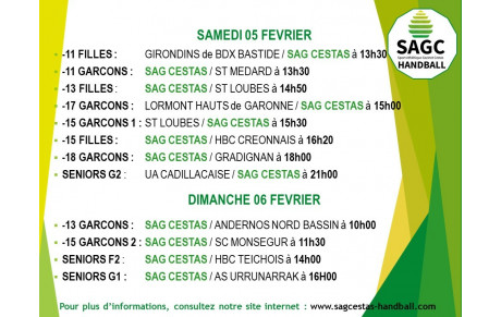 Planning des 05 et 06 Février