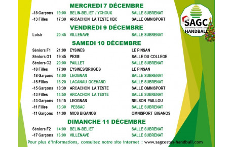 Matchs de la semaine 49