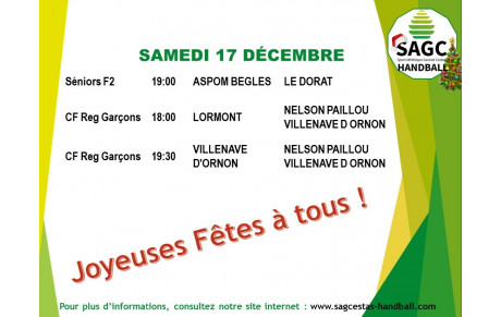 Matchs du weekend du 17 décembre