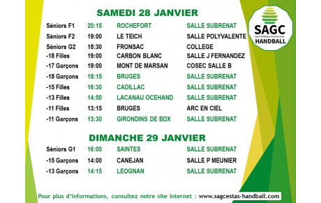 Planning des 28 et 29 janvier